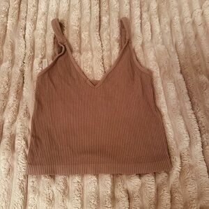 Love Tree Ribbed Brown Crop Top
